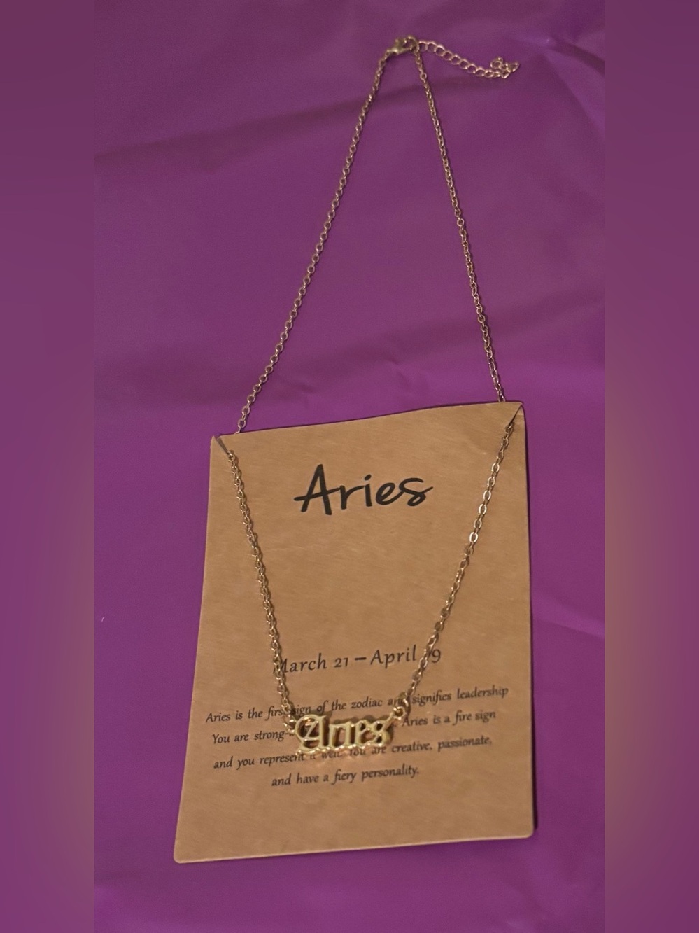 Aries Zodiac Nameplate Necklace in Gold(board not included)